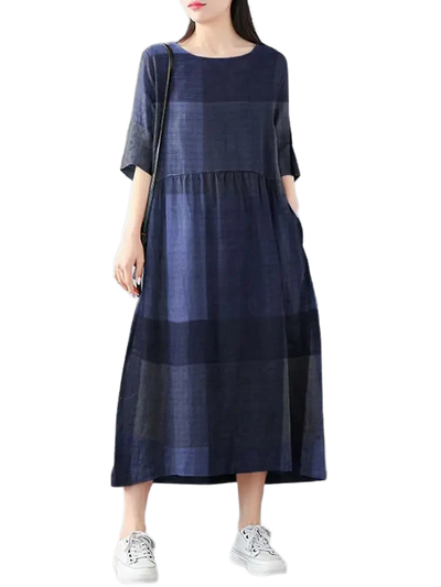 Amar™ Vered - שמלת כותנה פשתן קלאסית לנשים