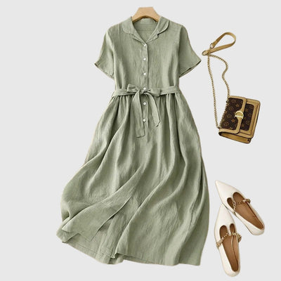 Amar™ Penina - שמלת פשתן טהור אלגנטית לקיץ