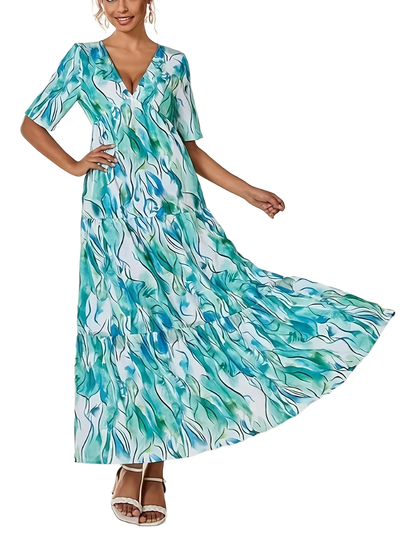 Amar™ Orly - שמלת גלים כחולה עם כמה רמות