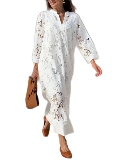 Amar™ Ora - שמלות V-צווארון לבן