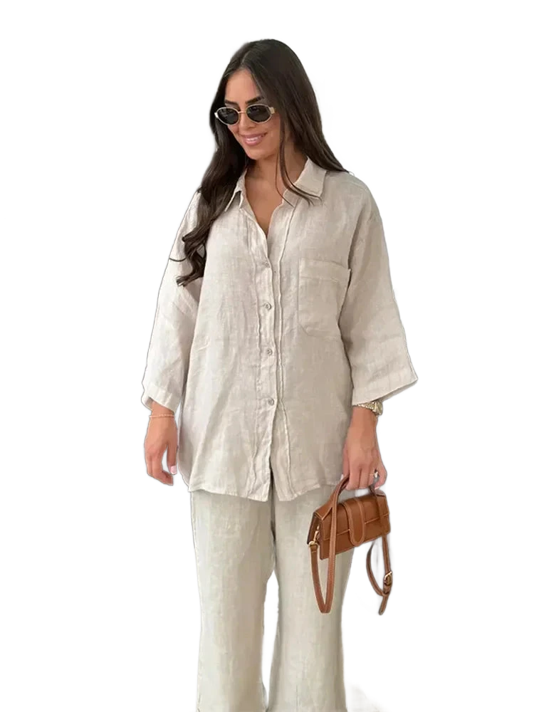 Amar™ Leah - סט חולצה ארוכה ומכנסיים רחבים