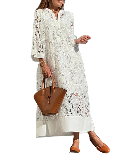 Amar™ Ora - שמלות V-צווארון לבן