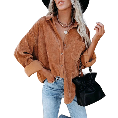 Amar™ Avital - חולצת קורדרוי רחבה עם שרוול ארוך