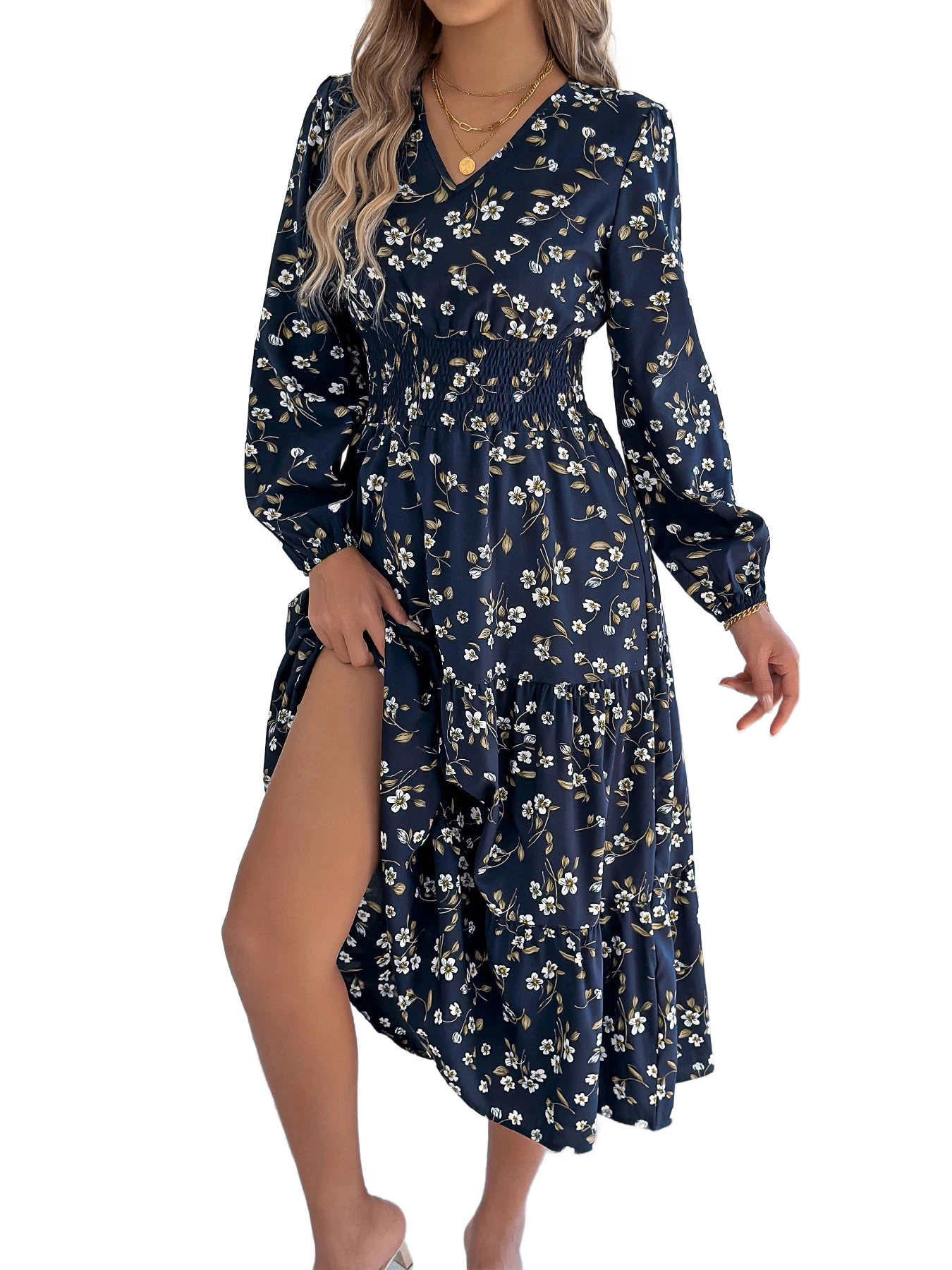 Amar™ Hadar - שמלות מקסי עם V צוואר פרחוניות