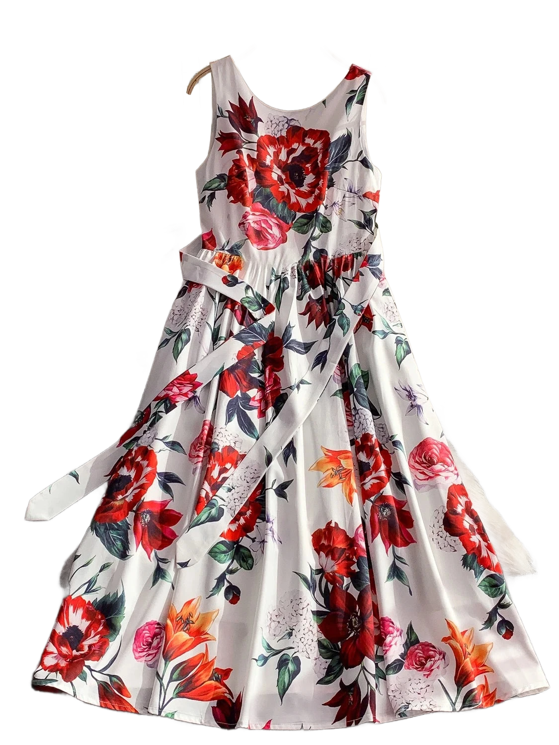 Amar™ Tehila - שמלת מקסי פרחונית אדומה מחטבת