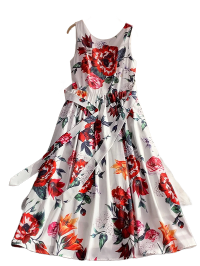 Amar™ Tehila - שמלת מקסי פרחונית אדומה מחטבת