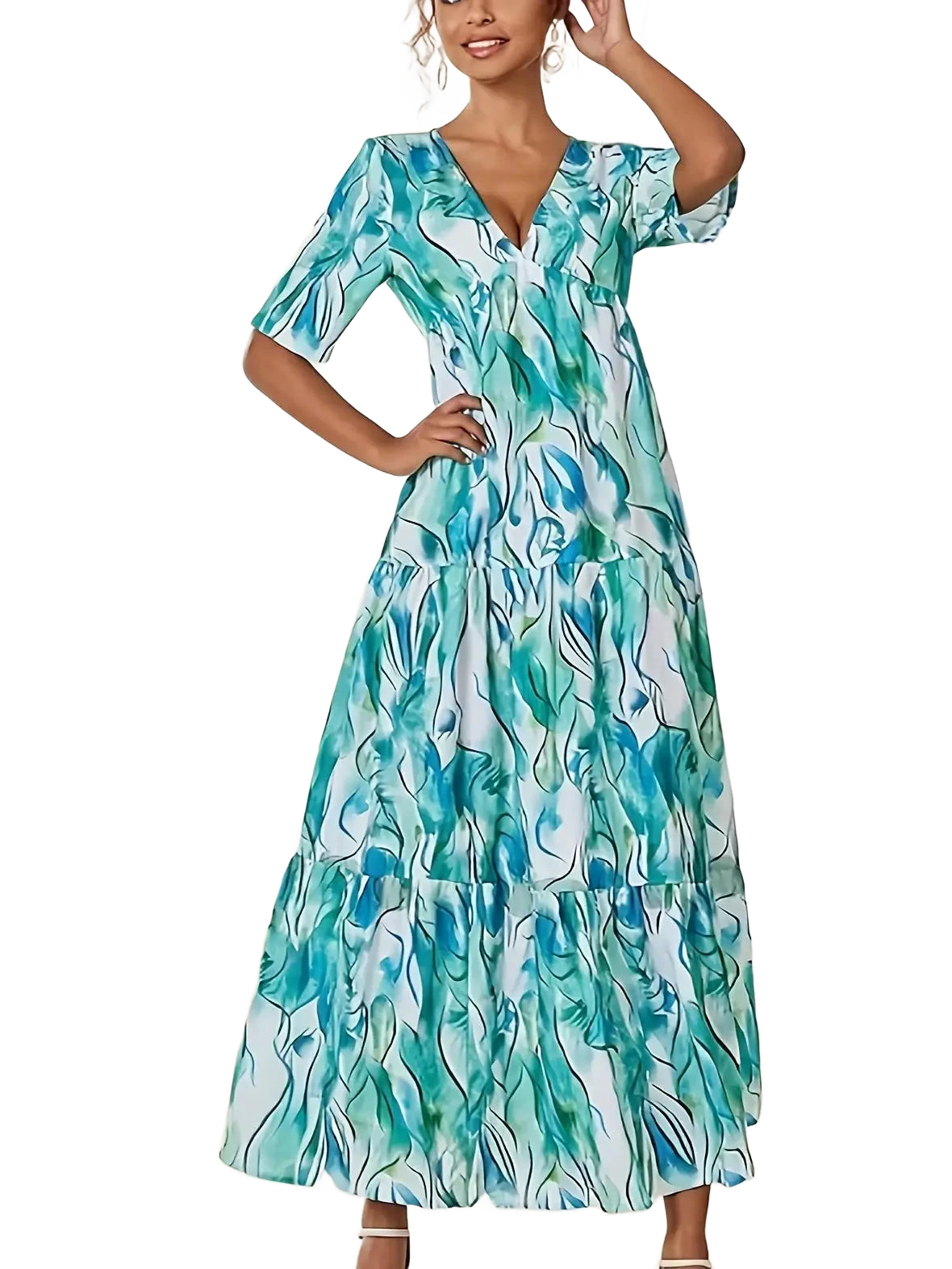 Amar™ Orly - שמלת גלים כחולה עם כמה רמות