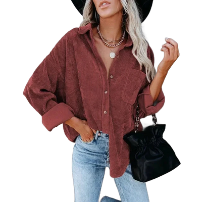 Amar™ Avital - חולצת קורדרוי רחבה עם שרוול ארוך