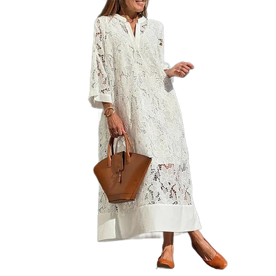 Amar™ Ora - שמלות V-צווארון לבן