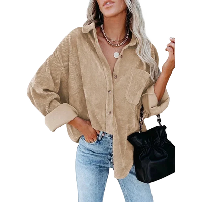 Amar™ Avital - חולצת קורדרוי רחבה עם שרוול ארוך