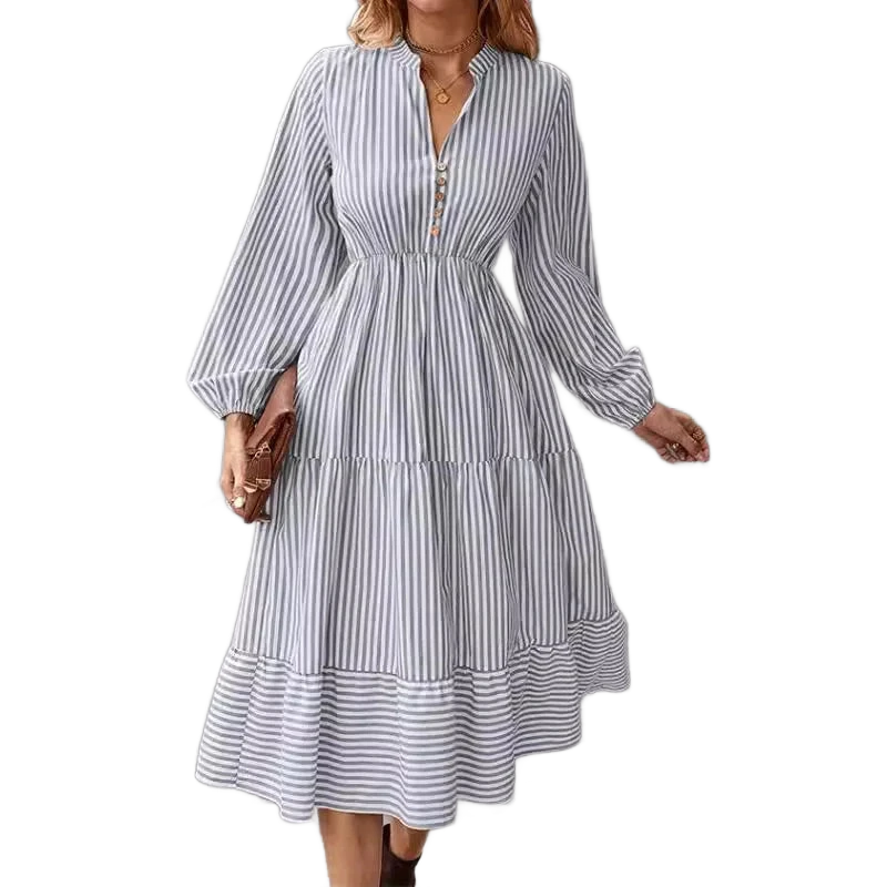 Amar™ Penelope - שמלת פסים עם מחשוף V