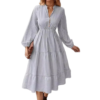 Amar™ Penelope - שמלת פסים עם מחשוף V