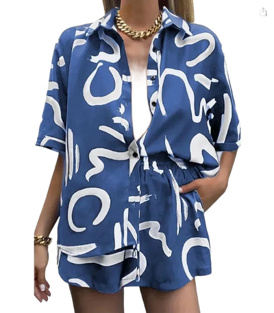 Amar™ Merav - סט חולצה ומכנסיים מודפסים