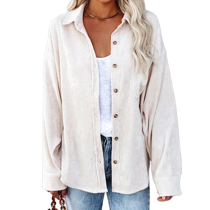 Amar™ Avital - חולצת קורדרוי רחבה עם שרוול ארוך