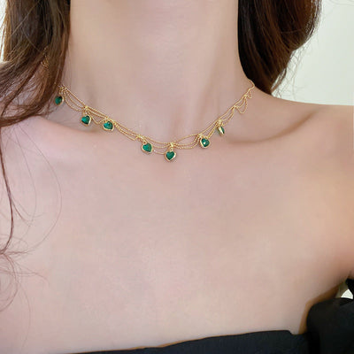 שרשרת לב ייחודית עם אבני זירקוניה