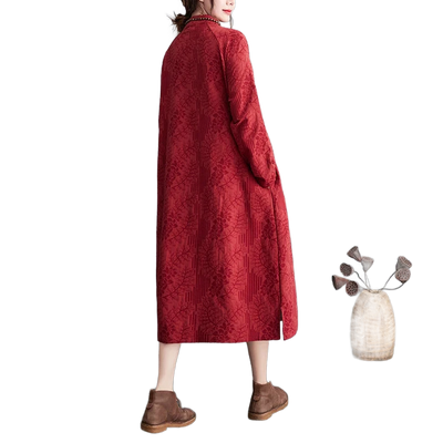 Amar™ Smadar - שמלת פשתן רקומה משוחררת