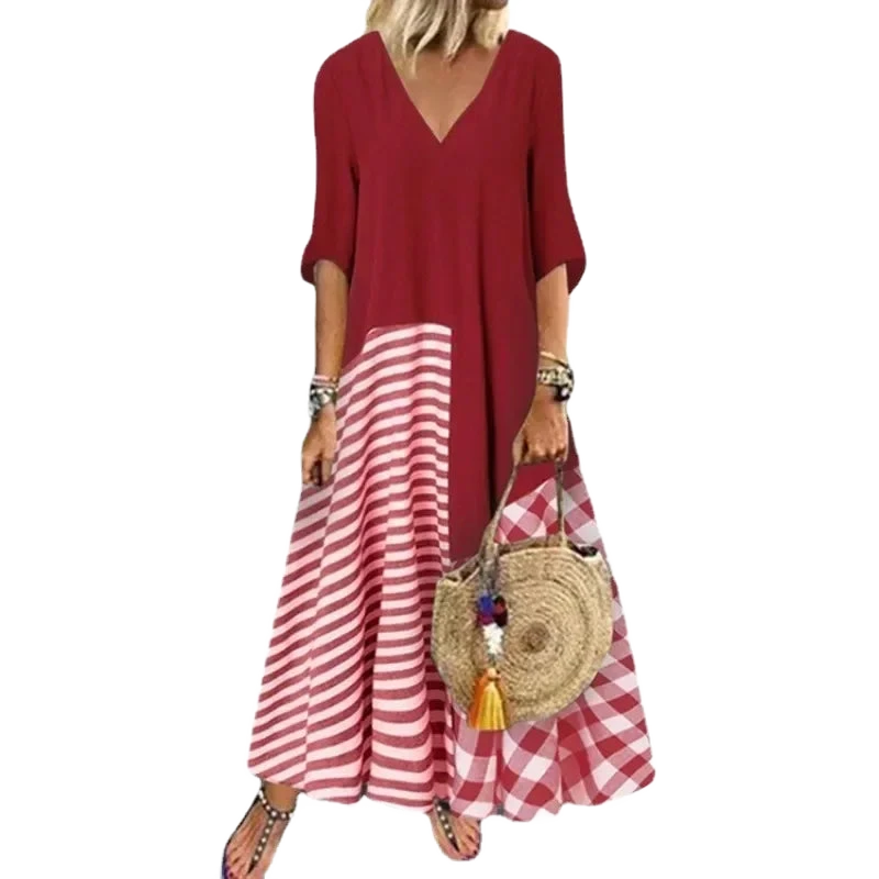 Amar™ Yael - שמלת פסים קלאסית אלגנטית