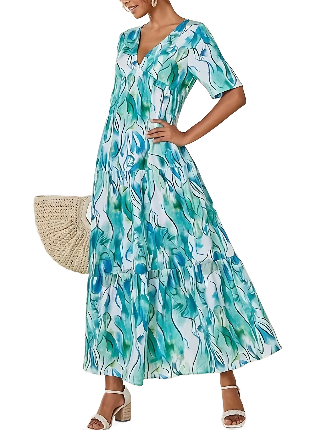 Amar™ Orly - שמלת גלים כחולה עם כמה רמות