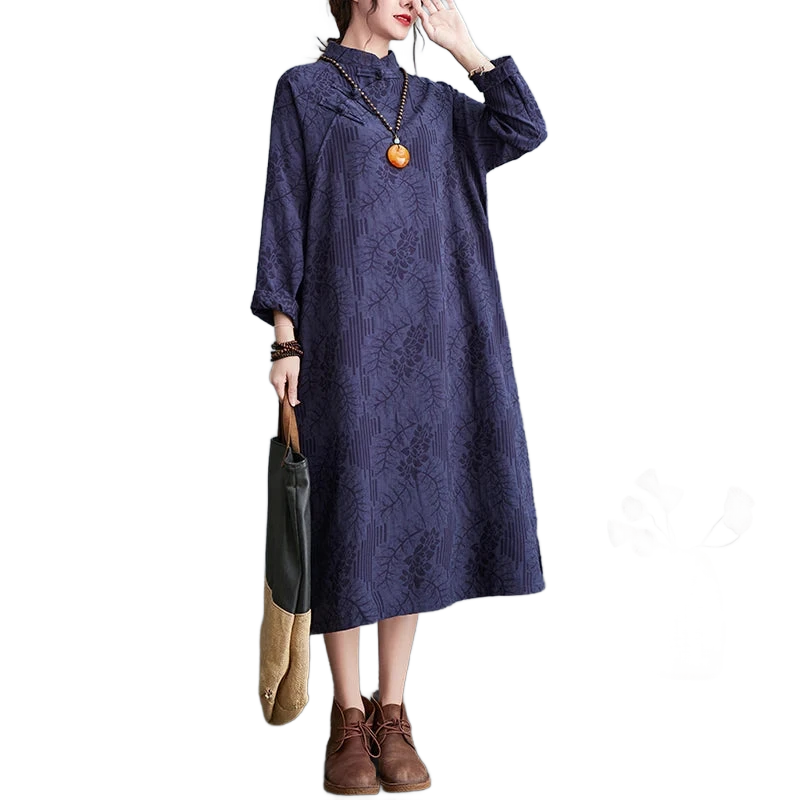 Amar™ Smadar - שמלת פשתן רקומה משוחררת