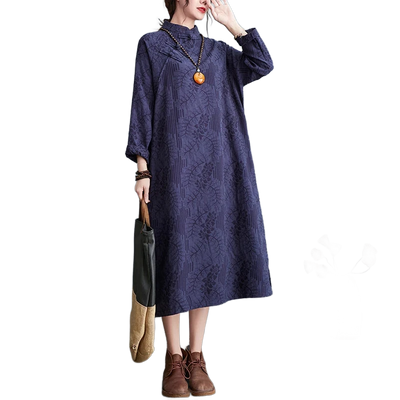 Amar™ Smadar - שמלת פשתן רקומה משוחררת