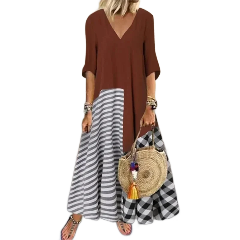 Amar™ Yael - שמלת פסים קלאסית אלגנטית