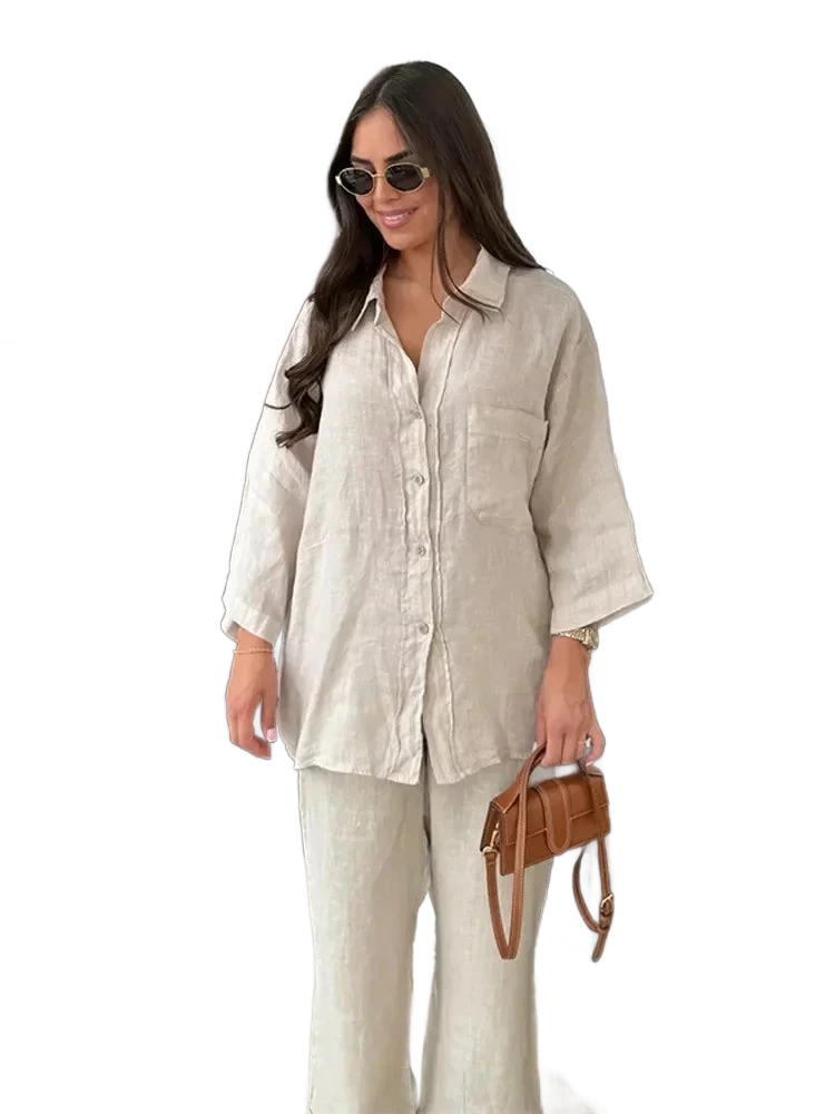 Amar™ Leah - סט חולצה ארוכה ומכנסיים רחבים