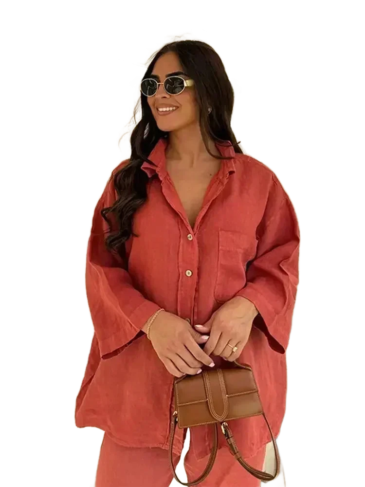 Amar™ Leah - סט חולצה ארוכה ומכנסיים רחבים