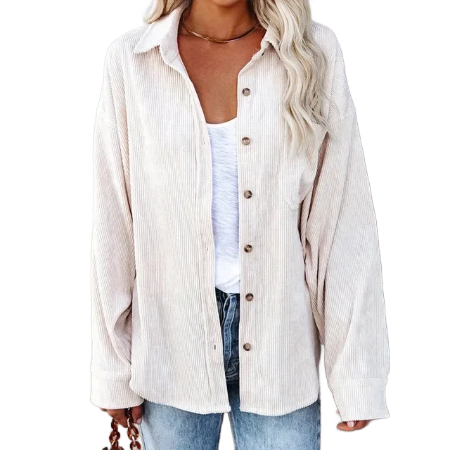 Amar™ Avital - חולצת קורדרוי רחבה עם שרוול ארוך