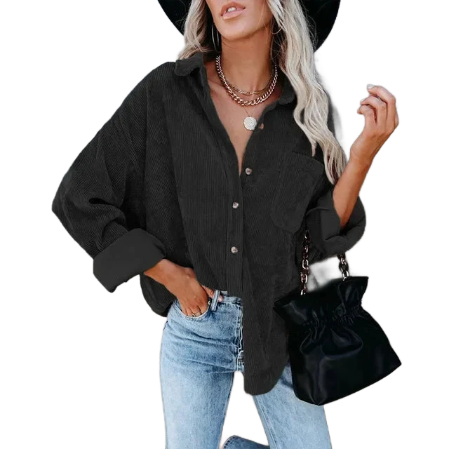 Amar™ Avital - חולצת קורדרוי רחבה עם שרוול ארוך