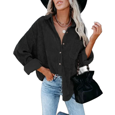 Amar™ Avital - חולצת קורדרוי רחבה עם שרוול ארוך