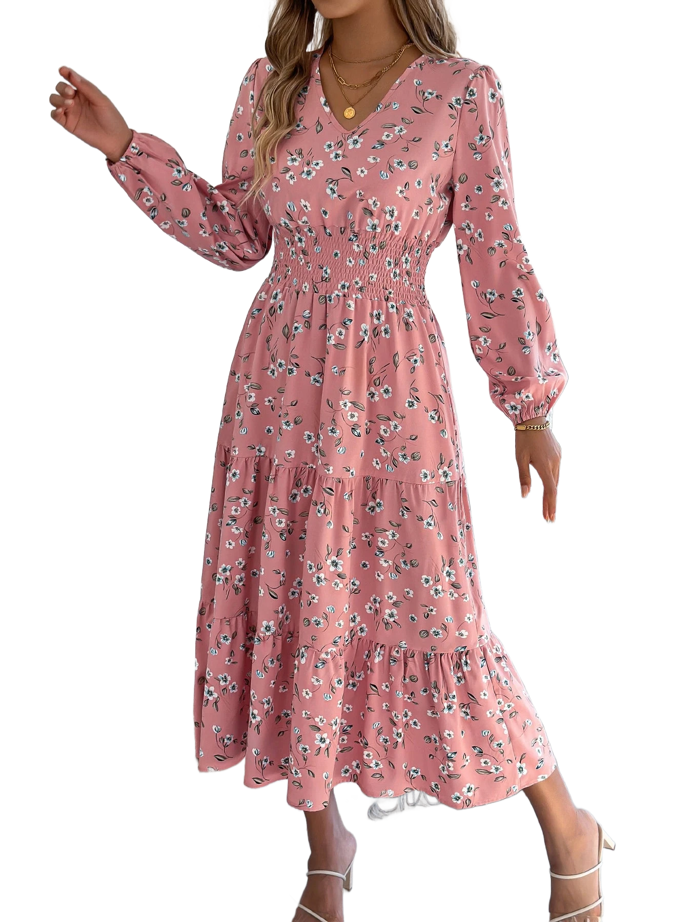 Amar™ Hadar - שמלות מקסי עם V צוואר פרחוניות