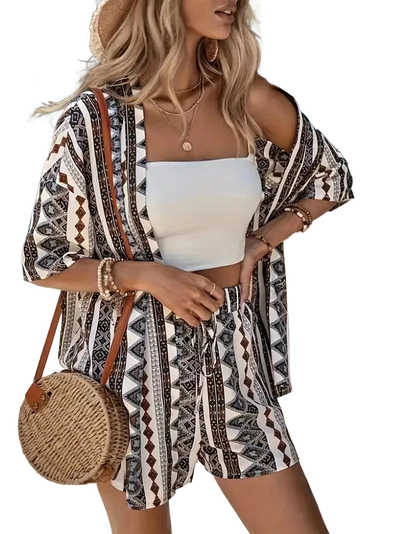 Amar™ Yaara - סט מודפס חולצה ומכנס קצר