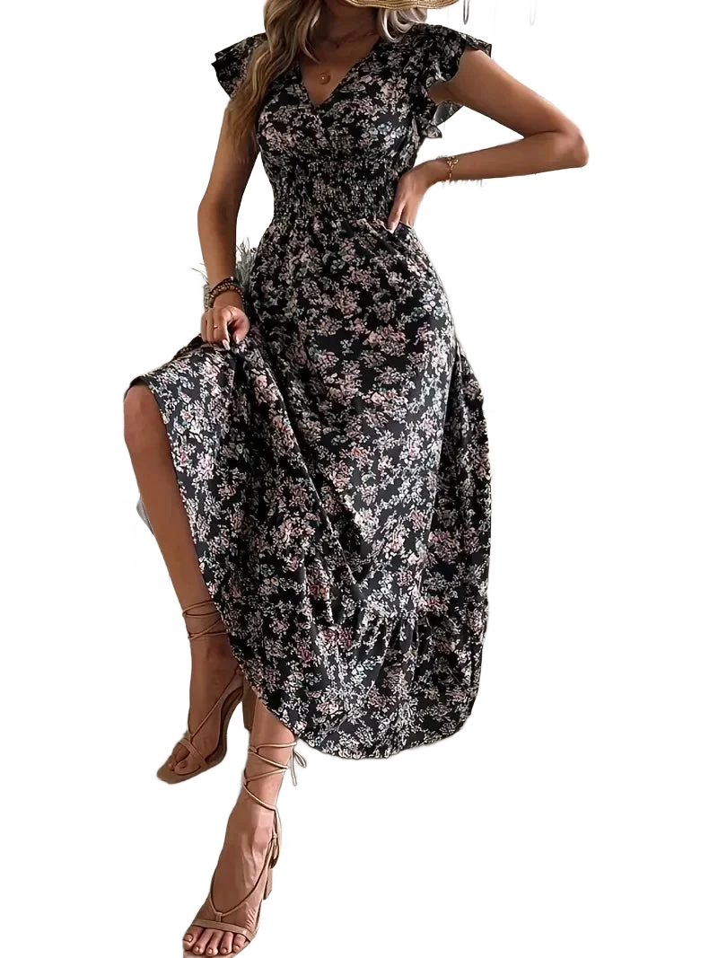 Amar™ Ayala - שמלת קיץ אלגנטית בפרינט פרחוני