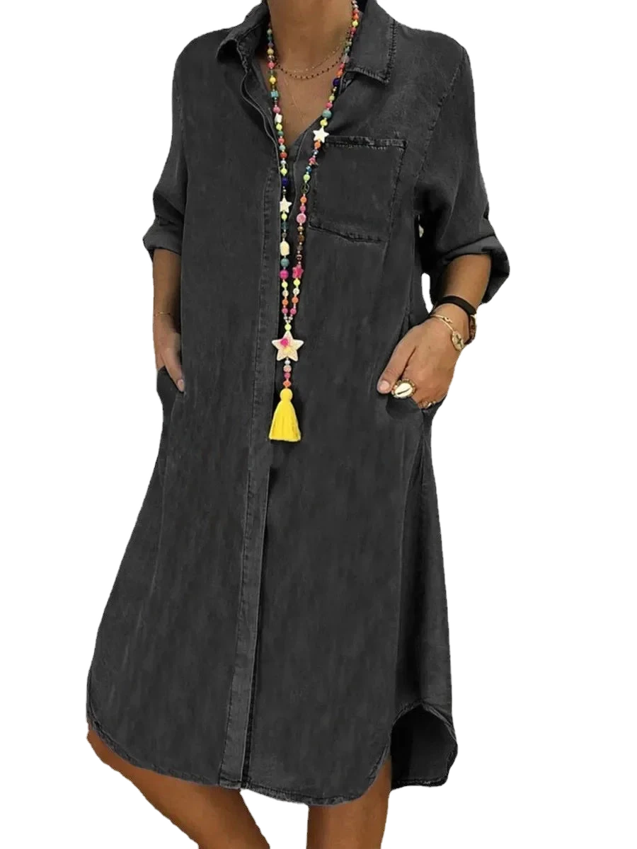 Amar™ Penina - שמלת ג'ינס נשית אלגנטית ומשוחררת