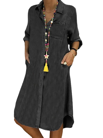 Amar™ Penina - שמלת ג'ינס נשית אלגנטית ומשוחררת