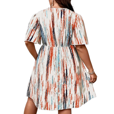 Amar™ Lilach - שמלות בדיון עם צווארון V מפוספס