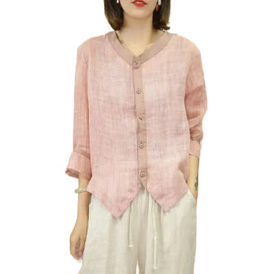 Amar™ Dana - חולצת כותנה פשתן רטרו