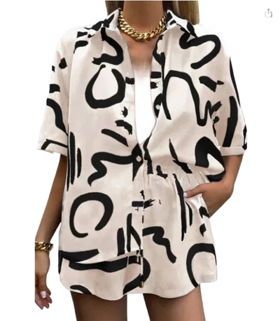 Amar™ Merav - סט חולצה ומכנסיים מודפסים