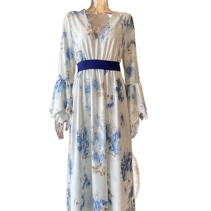 Amar™ Maya - שמלות מקסי עם צווארון V פרחוניות