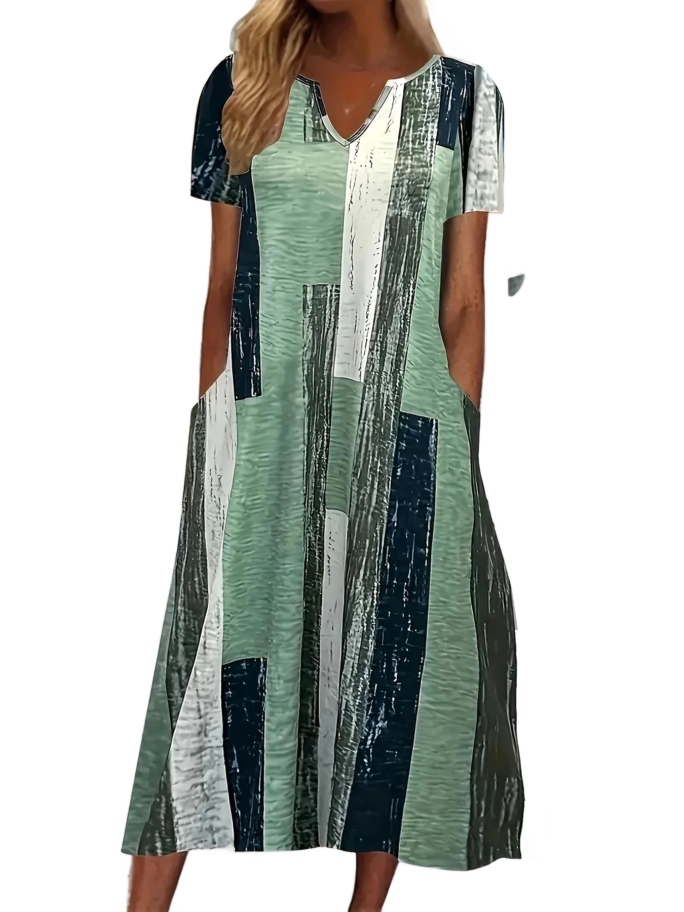 Amar™ Yaara - שמלה מפוספסת עם מחשוף V