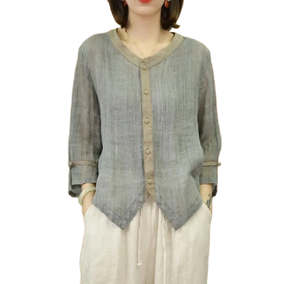 Amar™ Dana - חולצת כותנה פשתן רטרו