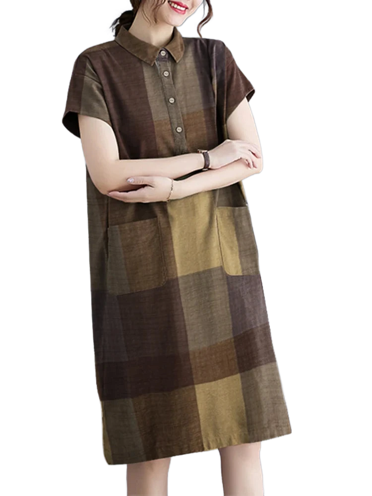 Amar Tzipora - שמלת קיץ משובצת משוחררת