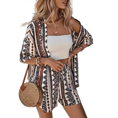 Amar™ Yaara - סט מודפס חולצה ומכנס קצר