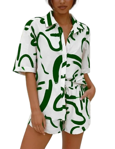 Amar™ Merav - סט חולצה ומכנסיים מודפסים