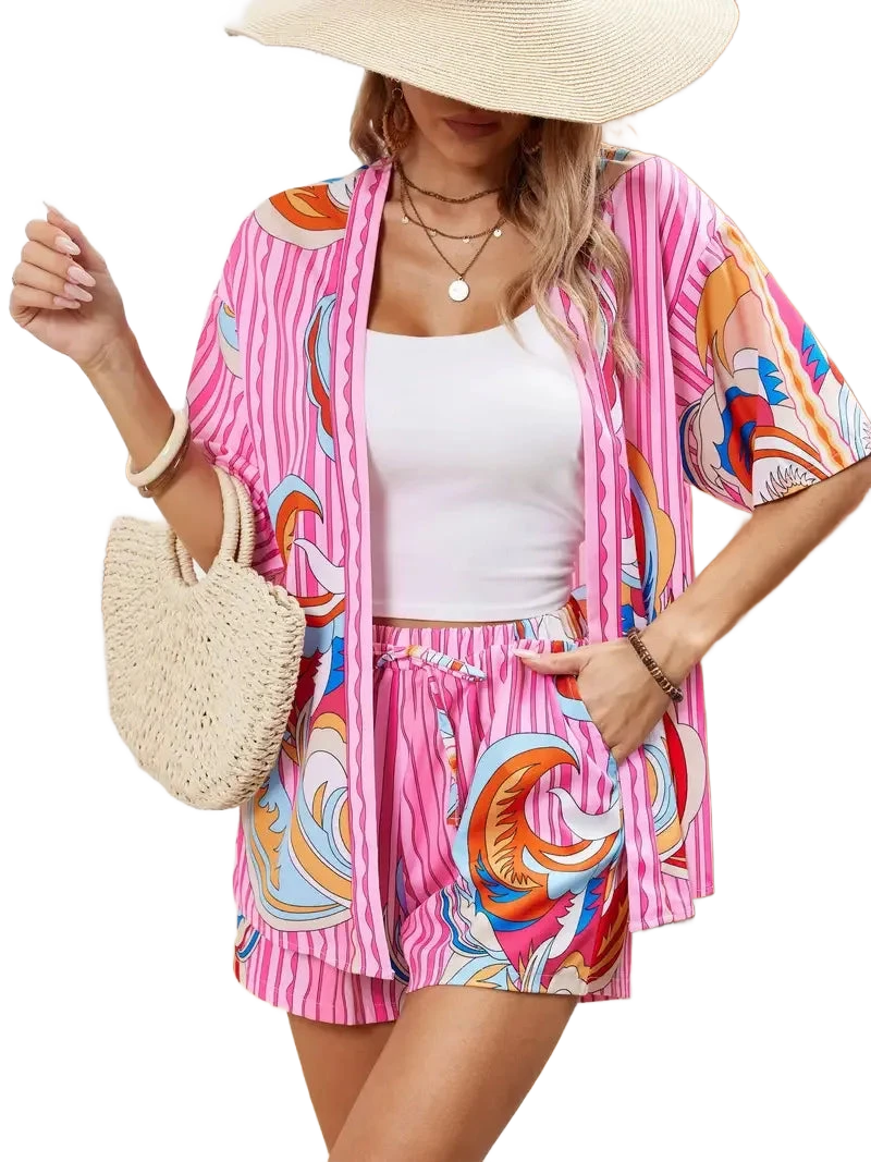 Amar™ Yaara - סט מודפס חולצה ומכנס קצר