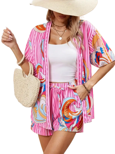 Amar™ Yaara - סט מודפס חולצה ומכנס קצר