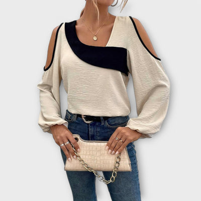 סקארלט - חולצת צווארון מרובע עם שרוולים ארוכים