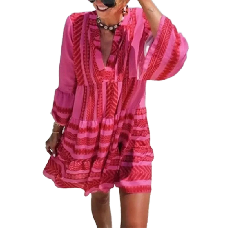 Amar™ Batya - שמלת מיני בוהו עם פסים