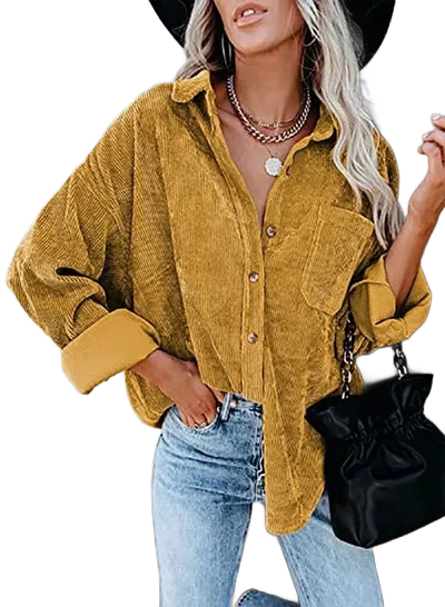 Amar™ Avital - חולצת קורדרוי רחבה עם שרוול ארוך