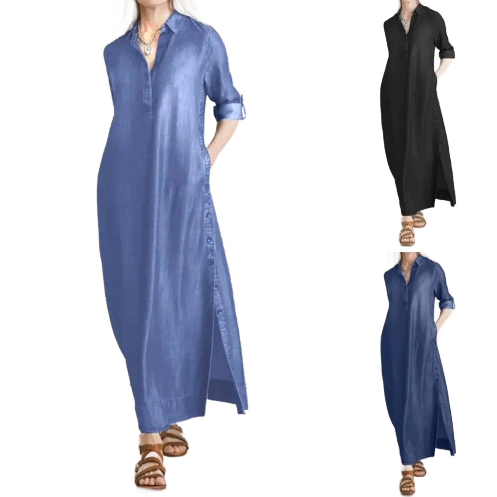 Amar Malka - שמלת ג'ינס מקסי נשית ומרשימה